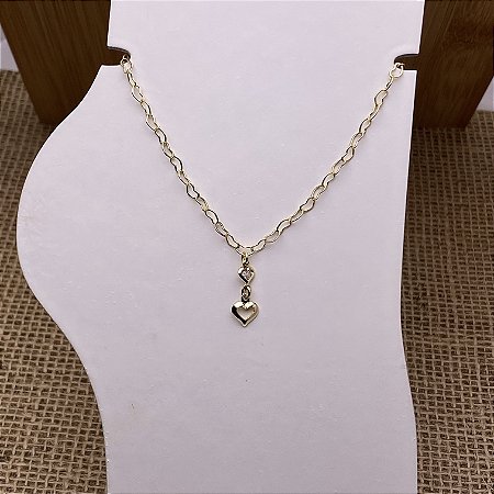 Tornozeleira Corações 2 Pingentes Semijoia Ouro
