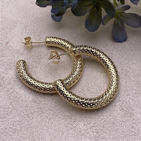 Brinco Meia Argola Cris Semijoia Ouro