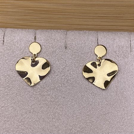 Brinco Coração Orgânico Semijoia Ouro