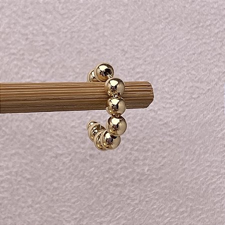 Brinco Falso Piercing Bolinhas Semijoia Ouro
