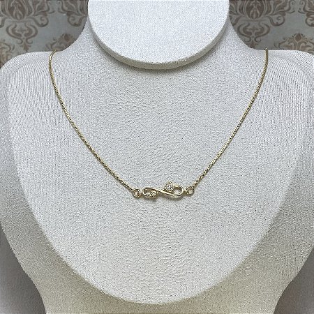 Colar Infinito com Coração Semijoia Ouro
