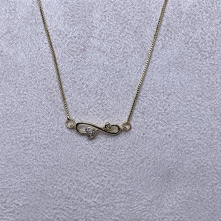 Colar Infinito com Coração Semijoia Ouro
