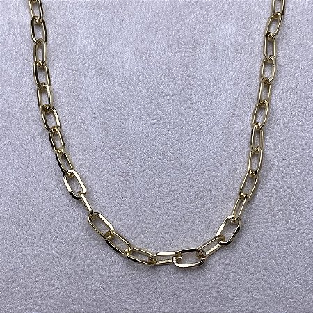 Colar Choker Elos Achatados Semijoia Ouro