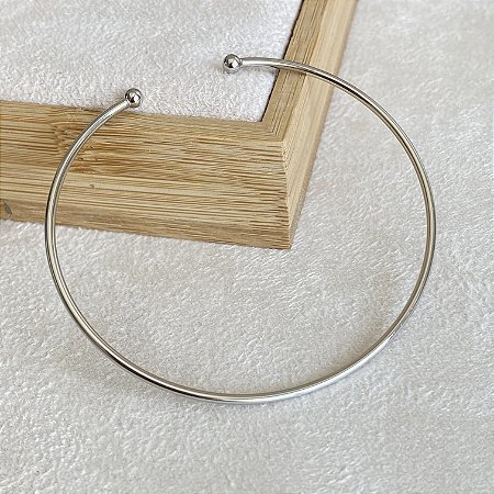 Bracelete Liso Aberto Semijoia Ródio