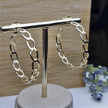 Brinco Argola Corrente Lisa Semijoia Ouro