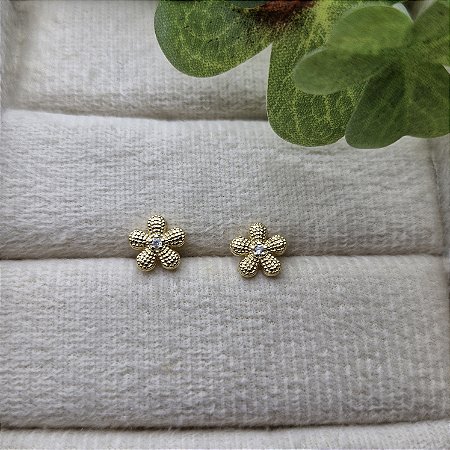 Brinco Florzinha Semijoia Ouro