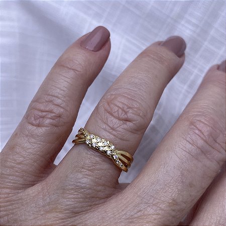 Anel Tramas Semijoia Ouro