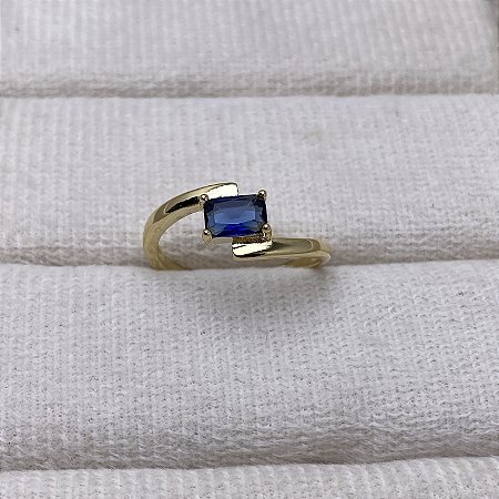 Anel Bruna Azul Semijoia Ouro