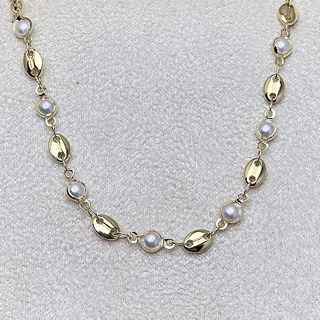 Pulseira Pérolas Entremeadas Semijoia Ouro