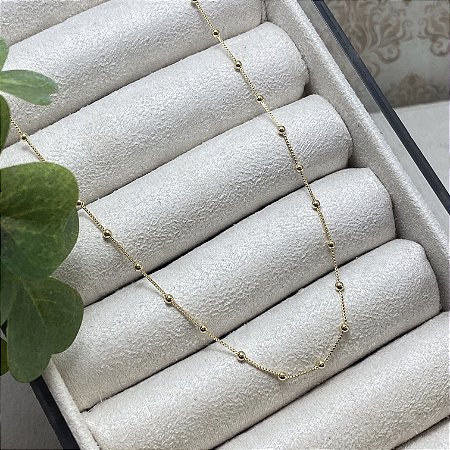 Colar Bolinhas Semijoia Ouro