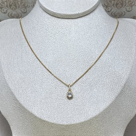 Conjunto Zircônia Redonda P Semijoia Ouro