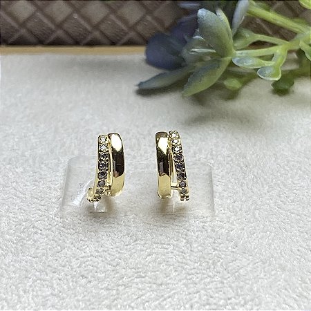Brinco Argolinha Dupla Semijoia Ouro