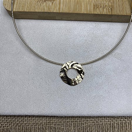 Colar Aro Pingente Redondo Semijoia Ouro