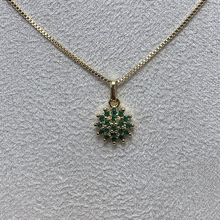 Colar Pavê Esmeralda Semijoia Ouro