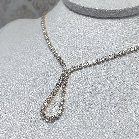 Colar Riviera Gota Semijoia Ouro