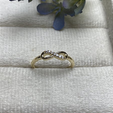 Anel Infinito Delicado Semijoia Ouro
