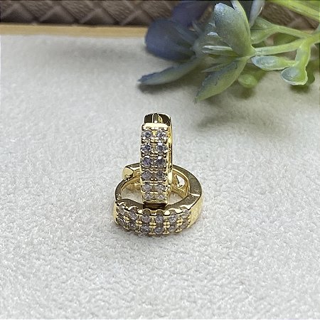 Brinco Argolinha Crav Verso Coração P Semijoia Ouro