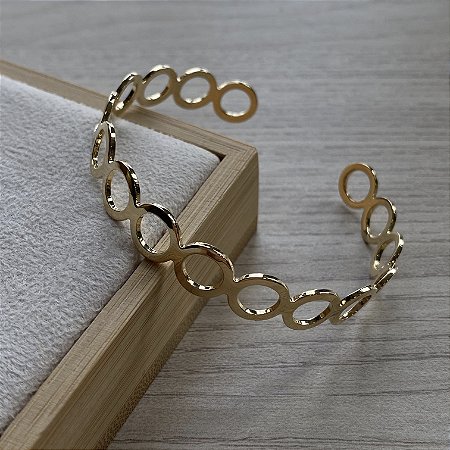 Bracelete Círculos Semijoia Ouro
