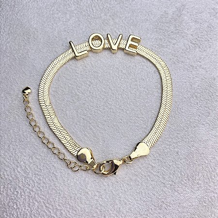 Pulseira Love Fita Semijoia Ouro