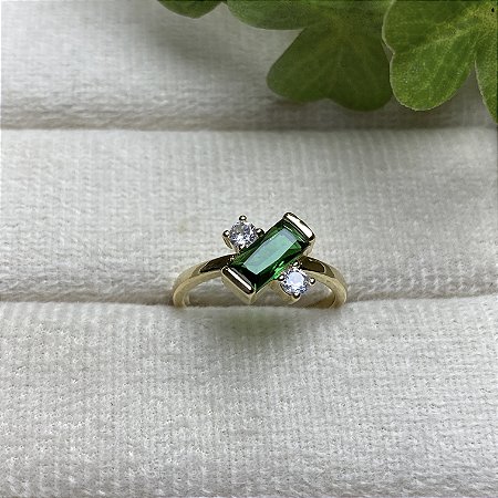 Anel Silene Esmeralda Semijoia Ouro