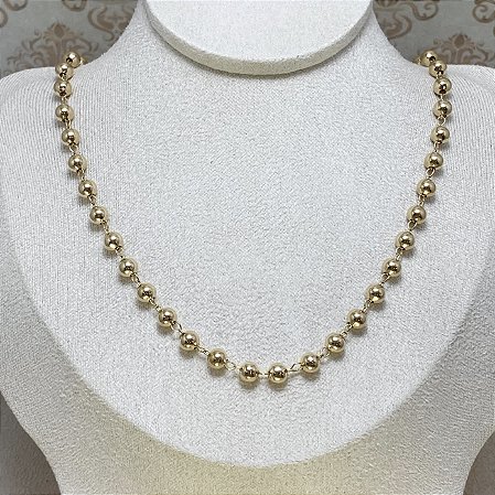 Colar Bolinhas Jolly Semijoia Ouro