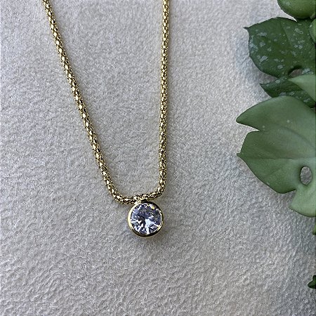 Colar Ponto de Luz Malha Semijoia Ouro