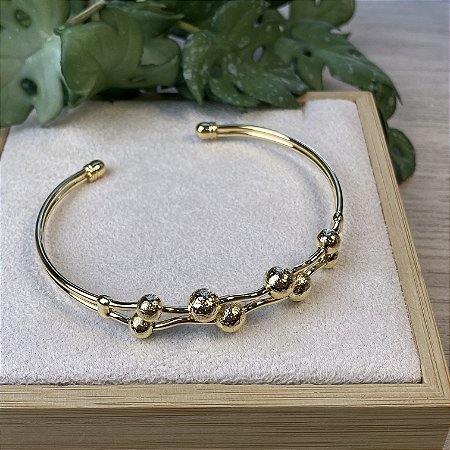 Bracelete Bolinhas Semijoia Ouro
