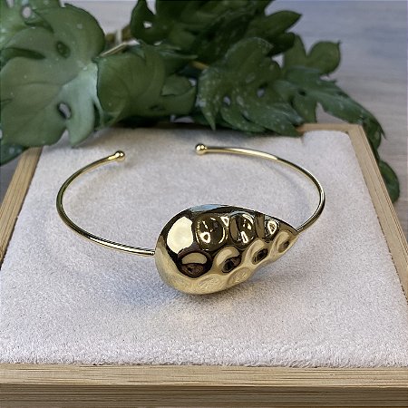 Bracelete Gota Martelada Semijoia Ouro