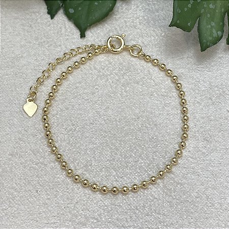 Pulseira Infantil Bolinhas Contínuas Semijoia Ouro