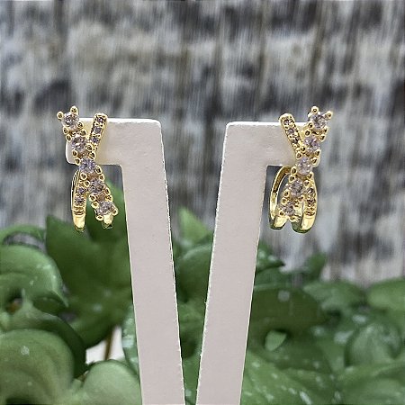 Brinco X Alongado Semijoia Ouro