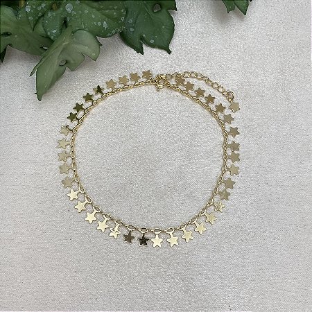 Tornozeleira Estrelas Semijoia Ouro