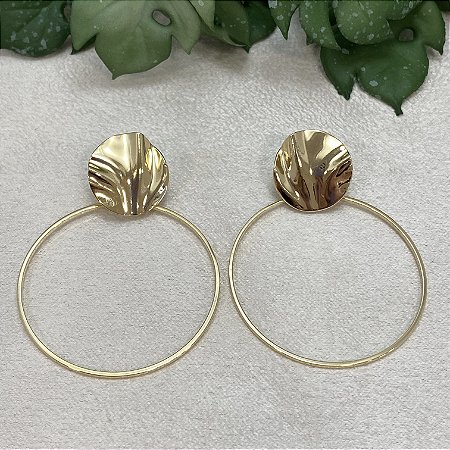 Brinco Orgânico 2 Círculos Semijoia Ouro