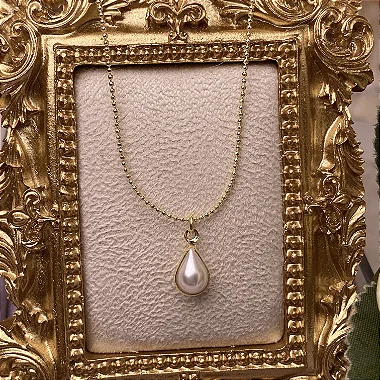 Colar Bolinhas com Pérola em Gota Semijoia Ouro