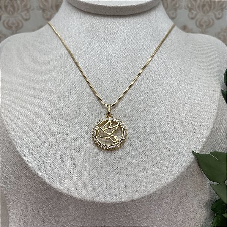 Colar Espírito Santo com Moldura Semijoia Ouro
