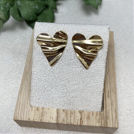 Brinco Coração Orgânico Semijoia Ouro