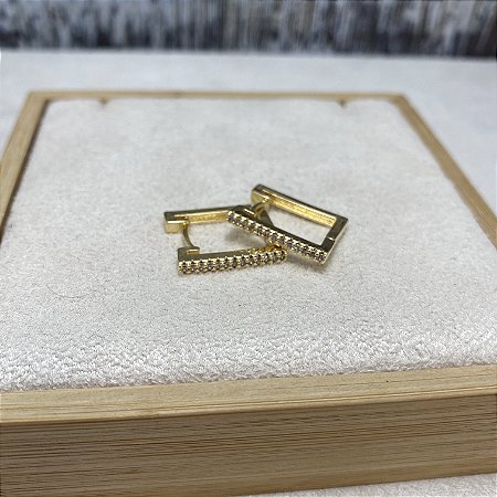 Brinco de Argolinha Quadrada G Semijoia Ouro