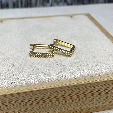 Brinco de Argolinha Quadrada M Semijoia Ouro