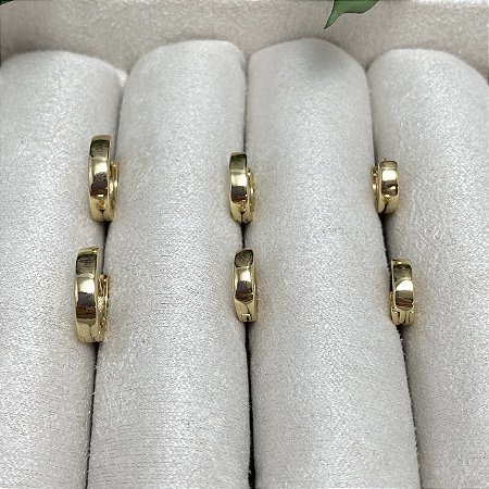 Trio de Brincos de Argolinhas Lisas Semijoia Ouro