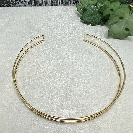 Colar de Aro Liso Duplo Semijoia Ouro