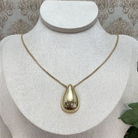 Colar Gota Lisa Semijoia Ouro