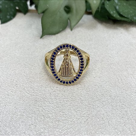 Anel Nossa Senhora Moldura Semijoia Ouro