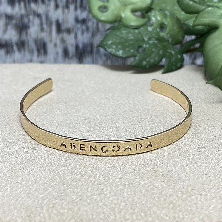Bracelete Reto Abençoada Semijoia Ouro