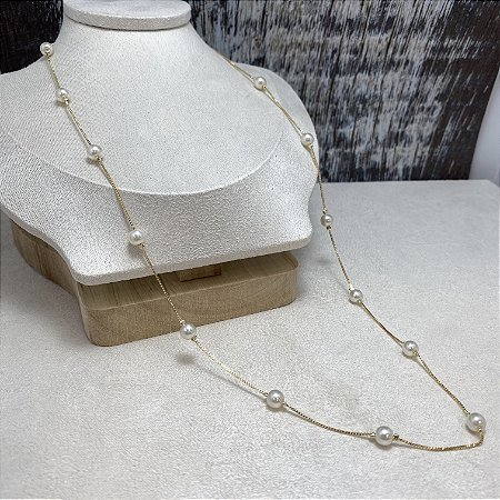 Colar Pérolas 60 cm Semijioa Ouro