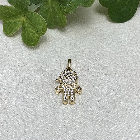 Pingente Menino Cravejado Semijoia Ouro