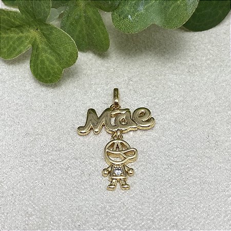 Pingente Mãe Menino Semijoia Ouro