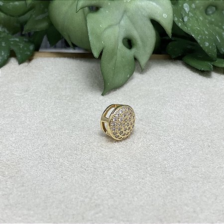 Pingente Pavê Redondo Alto Semijoia Ouro