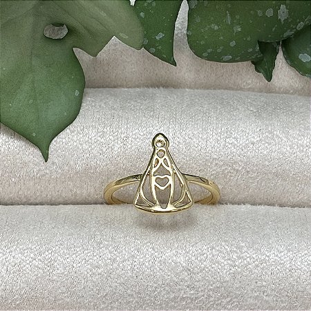 Anel Nossa Senhora Vazado Semijoia Ouro
