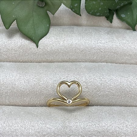 Anel Coroa de Coração Semijoia Ouro