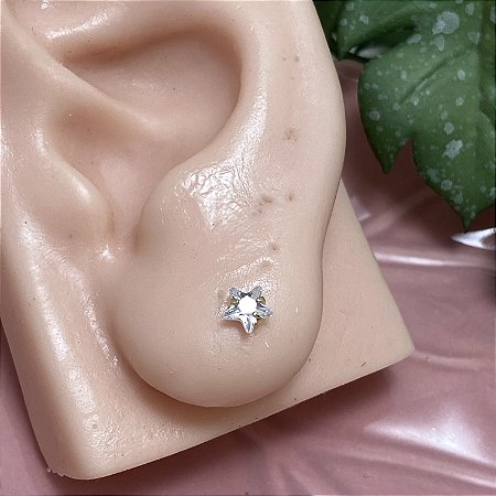 Brinco 2o. Furo Zircônia Estrela M Semijoia Ouro