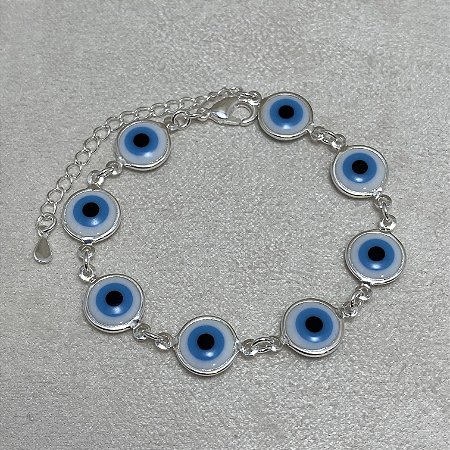 Pulseira Olho Grego Semijoia Prata
